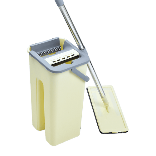 4x Microfiber Pads Flat Mop Bucket Kit 360 Rotating Self Wash Cleaning