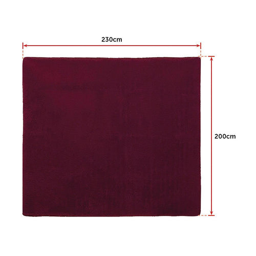 230x200cm Floor Rugs Large Shaggy Rug Area Carpet Bedroom Living Room Mat Burgundy