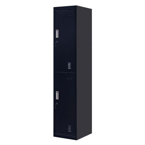 2-Door Black Locker Cabinet Standard Lock with 2 Keys – Secure & Durable