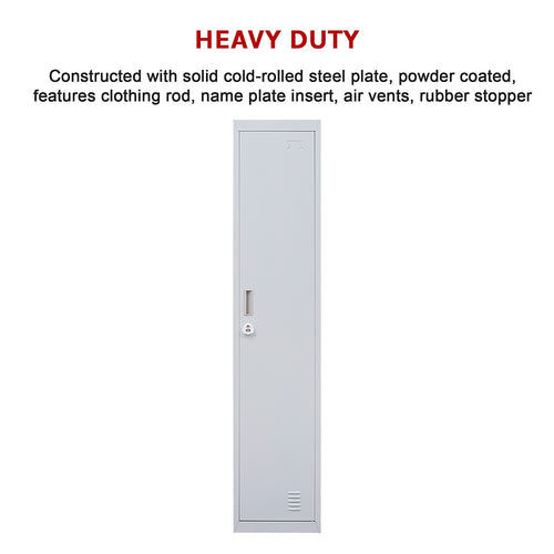 Lockable 1-Door Grey Locker for Home or Office - 3-Digit Combination Lock