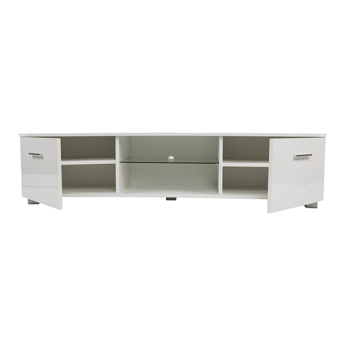 TV Cabinet Entertainment Unit Stand High Gloss Storage Shelf 140cm White