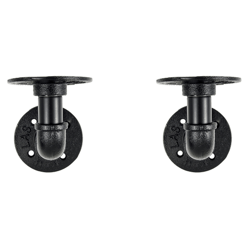 Industrial Black Iron Pipe Bracket Wall Mounted Floating Shelf - Set of 2
