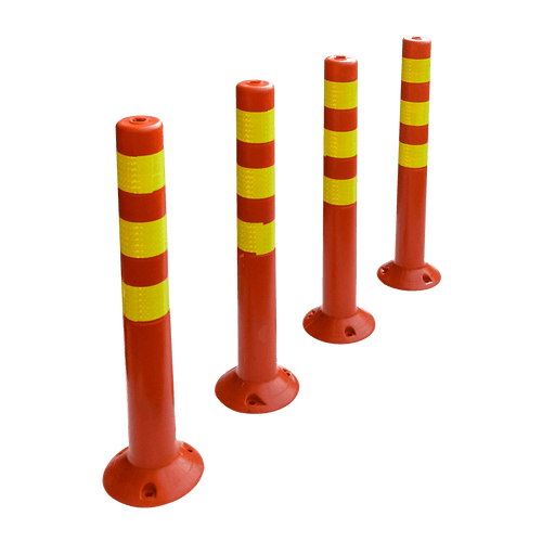 4x Plastic Traffic Bollard Barrier Post Crowd Control Safety 