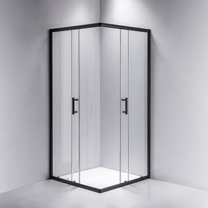 900 x 1000mm Sliding Door Nano Safety Glass Shower Screen in Black