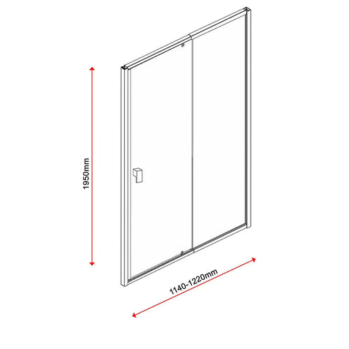 Front: (114~122) x 195cm Adjustable Semi Frameless Shower Screen in Chrome No Side Return