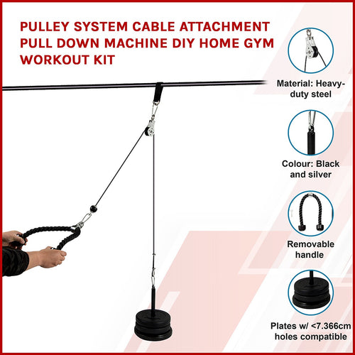 Pulley System Cable Attachment Pull Down Machine DIY Home Gym Workout Kit           