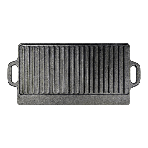 46x22 cm Cast Iron Reversible Griddle Plate BBQ Hob Cooking Grill Pan