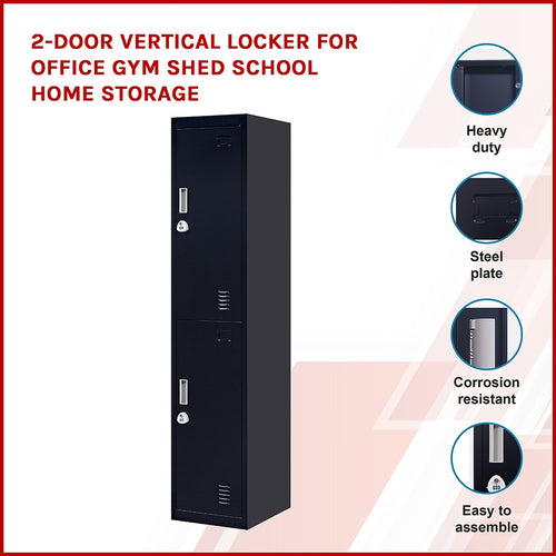 2-Door Black Locker Cabinet 3-Digit Combination Lock – Secure & Durable