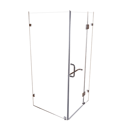 100 x 90cm Frameless 10mm Glass Shower Screen By Della Francesca Nickel Hardware, Round Handle