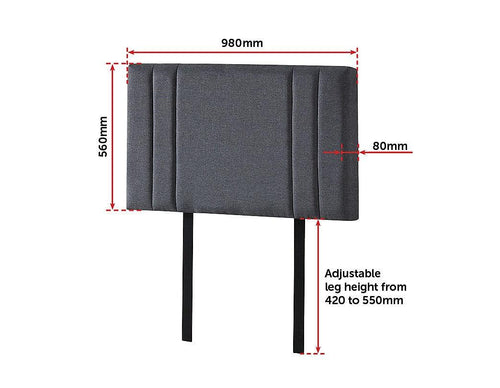 Grey Linen Fabric Single Deluxe Headboard Bedhead