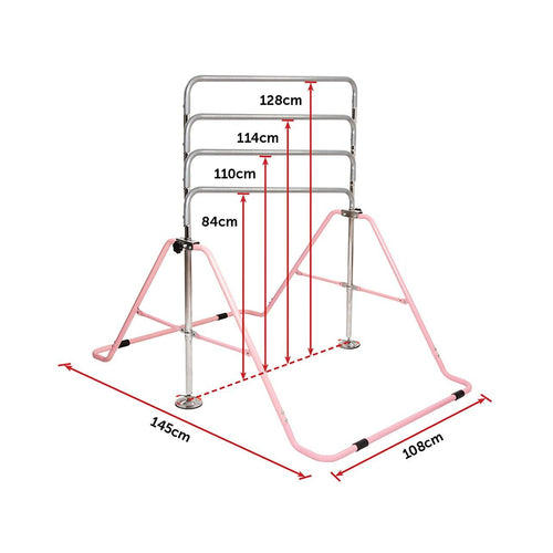 Pink Kids Gymnastics Bars Training Horizontal Bar Monkey Kip Bar