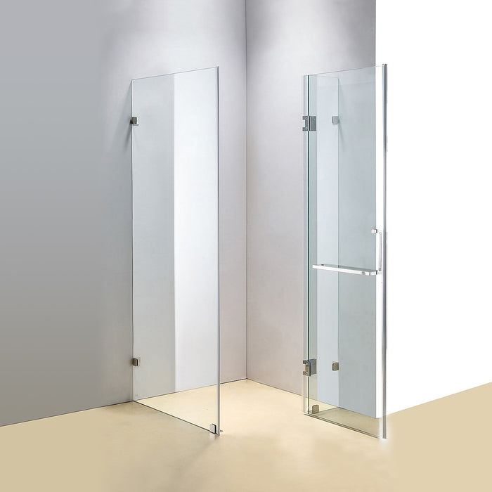 Frameless 10mm Glass Shower Screen 110 x 80cm CHROME Hardware,SQUARE Handle