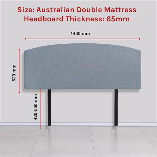 Linen Fabric Curved Double Bed Deluxe Headboard Bedhead Berlin Blue 