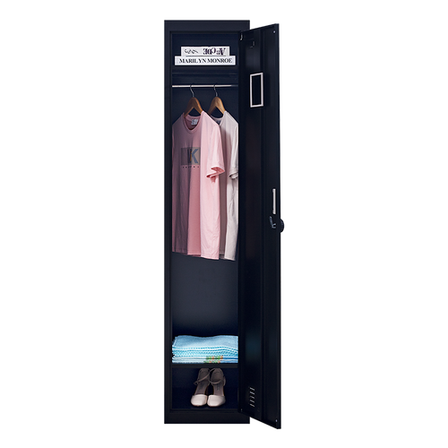 Lockable 1-Door Black Locker for Home or Office - 4-Digit Combination Lock