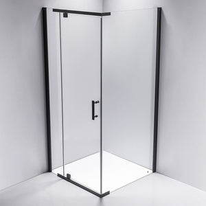 1000 x 900 x 1900mm Framed Safety Glass Pivot Door Shower Screen in Black