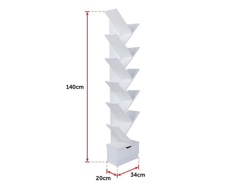Tree Bookshelf Bookcase Book Organizer 12-Tier Multipurpose Shelf Display Racks