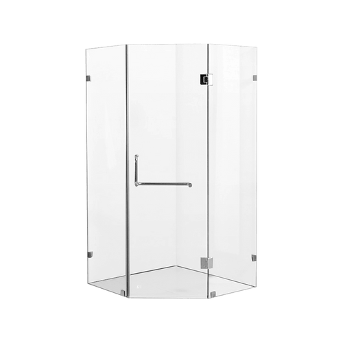 900 x 900mm Frameless 10mm Glass Shower Screen By Della Francesca CHROME Hardware, Round Handle