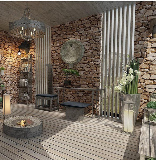 Rustic Rock Brick Wallpaper 