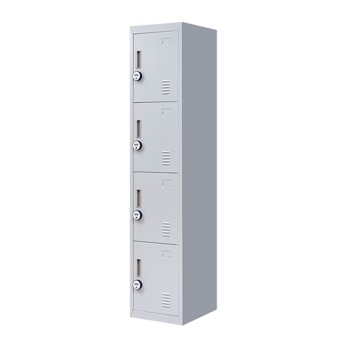 Grey Locker with 4 Doors & 4-Digit Combination Lock – Storage for Gym, School, or Workplace