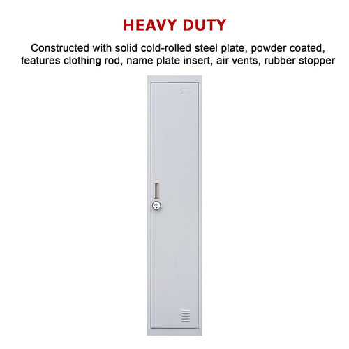 Lockable 1-Door Grey Locker for Home or Office - 4-Digit Combination Lock