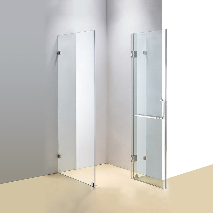 120 x 90cm Frameless 10mm Glass Shower Screen By Della Francesca CHROME Hardware, SQUARE Handle