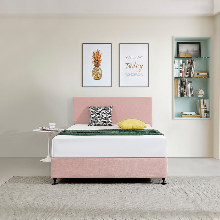 Rectangular Double Bed Deluxe Headboard Bedhead Linen Fabric Pale Pink