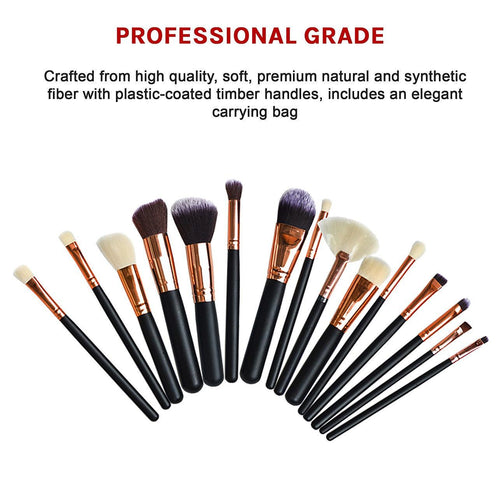Soft 15Pcs Pro Face Powder Makeup Brushes Set Eyeshader Blending Highlight Tools