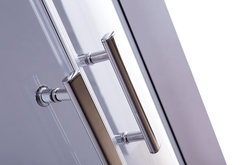 90 x 90cm Rounded Sliding 6mm Curved Shower Screen with Base in Chrome with Black Base