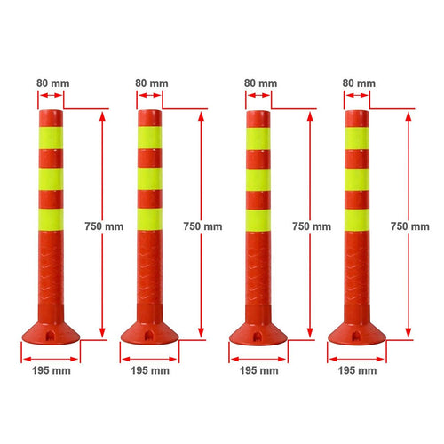 4x Plastic Traffic Bollard Barrier Post Crowd Control Safety 