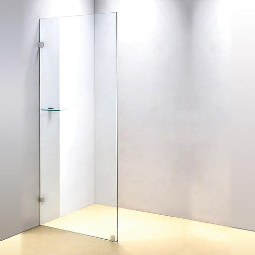 90 x 210cm Frameless 10mm Safety Glass Shower Screen Nickel Finish