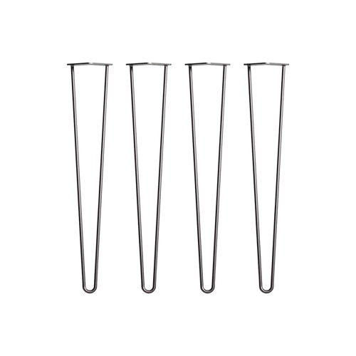 Set of 4 Industrial Retro Hairpin Table Legs 12mm Steel Bench Desk - 71cm Black
