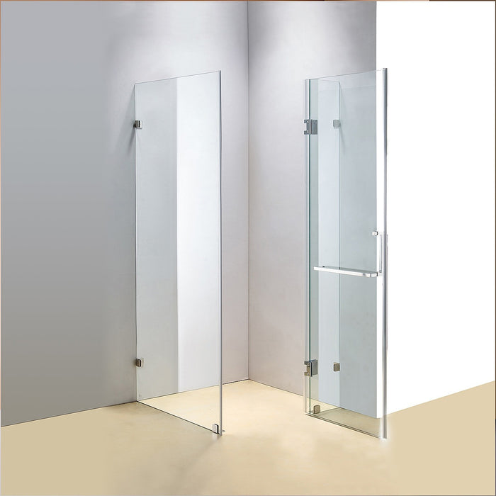 90 x 80cm Frameless 10mm Glass Shower Screen By Della Francesca CHROME Hardware,SQUARE Handle