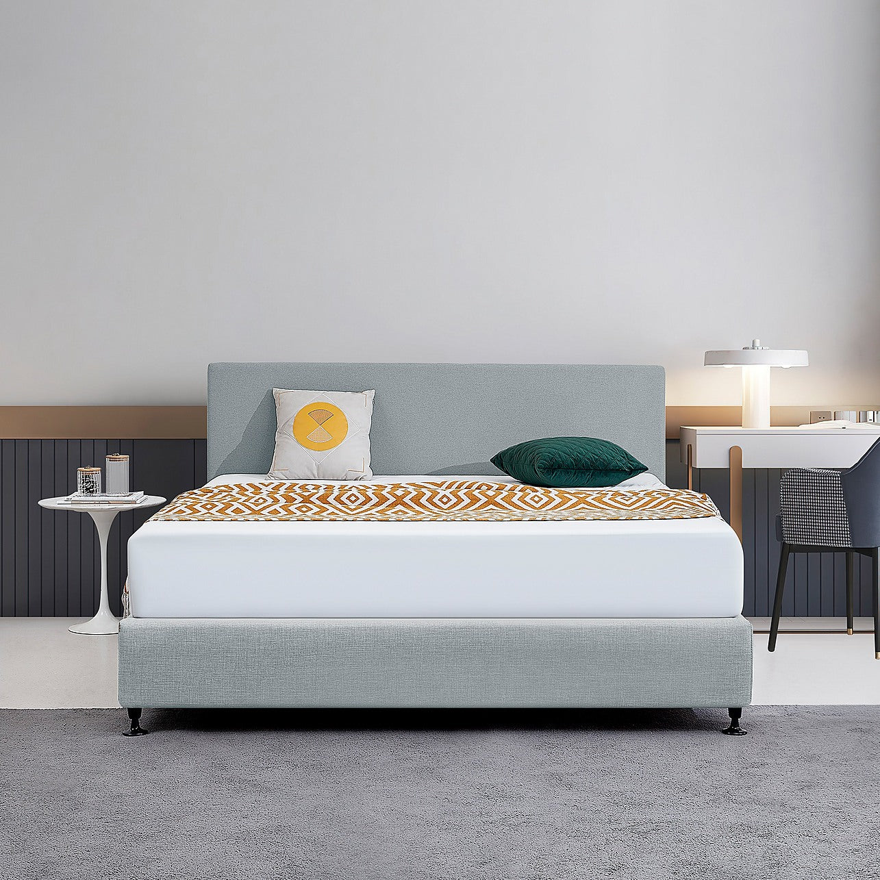 Linen Fabric King Bed Deluxe Headboard Bedhead Stone Grey King
