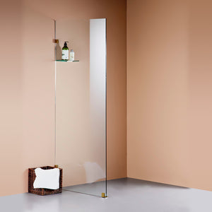 90 x 200cm Frameless 10mm Safety Glass Shower Screen Gold Finish