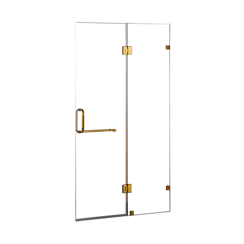 100 x 200cm Wall to Wall Frameless Shower Screen in GOLD Hardware with SQUARE Handle