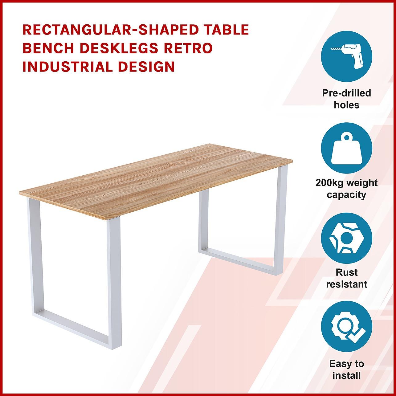 Rectangular-Shaped Table Bench Desk Legs Retro Industrial Design Fully ...