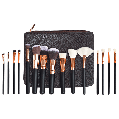 Soft 15Pcs Pro Face Powder Makeup Brushes Set Eyeshader Blending Highlight Tools
