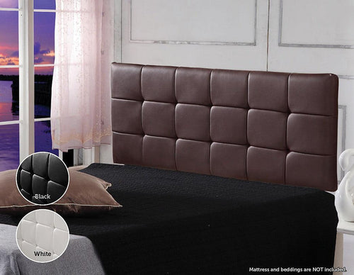 Double PU Leather Bed Deluxe Headboard Bedhead - Brown