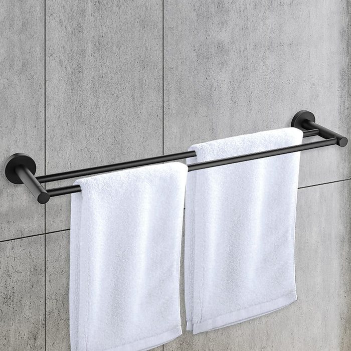 Single Classic Towel Bar Rail Bathroom Electroplated Matte Black Finish