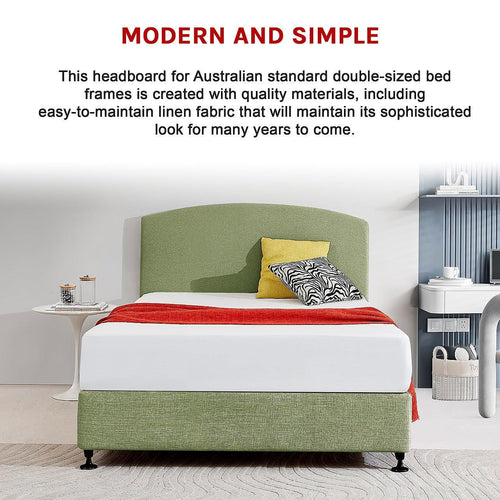 Linen Fabric Curved Double Bed Deluxe Headboard Bedhead Olive Green 