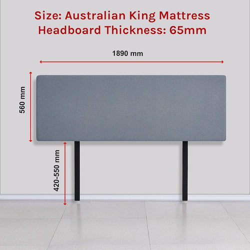 Linen Fabric Rectangular King Bed Deluxe Headboard Bedhead Berlin Blue 