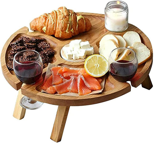 Outdoor Picnic Table Wooden Portable Folding Mini Wine Rack Picnic Table