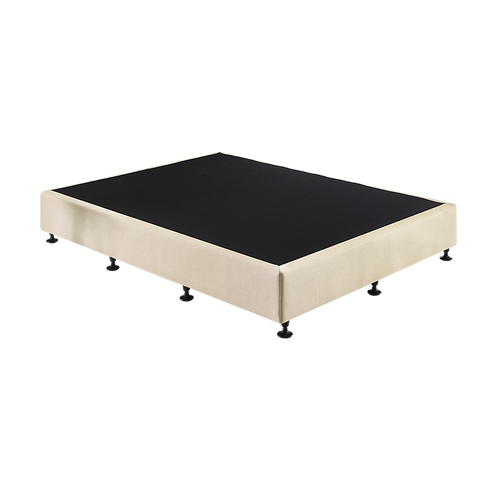 King Single Slatted Ensemble Bed Base - Platinum Natural Sand Linen Breathable Cover