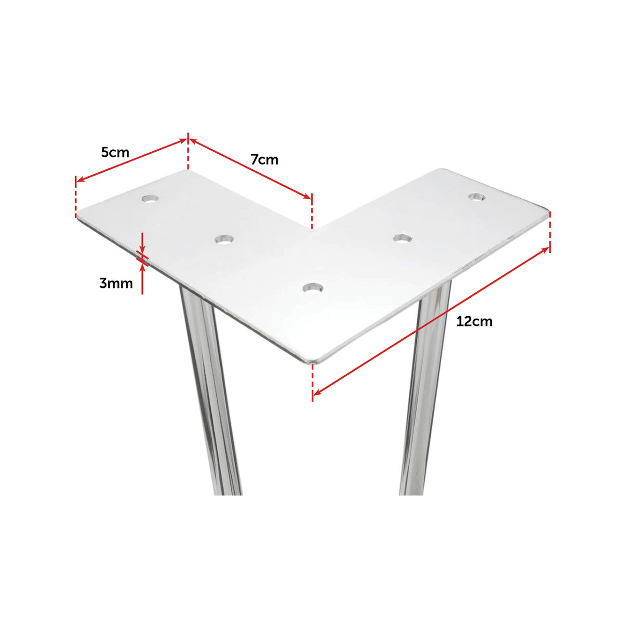 Set of Chrome Retro Hairpin Table Legs 12mm Steel Bench Desk