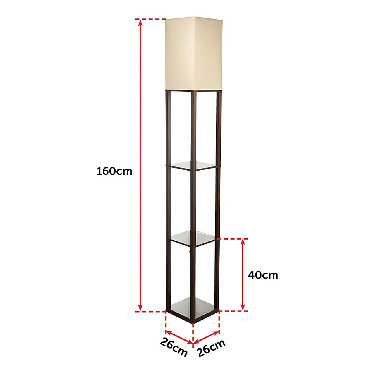 Standing light clearance with shelves
