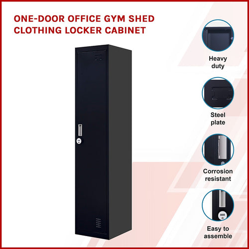 Lockable 1-Door Black Locker for Home or Office - 4-Digit Combination Lock