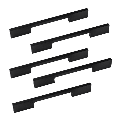 5 x 128mm Kitchen Cabinet Cupboard Door Drawer Handles Square Black Furniture Pulls