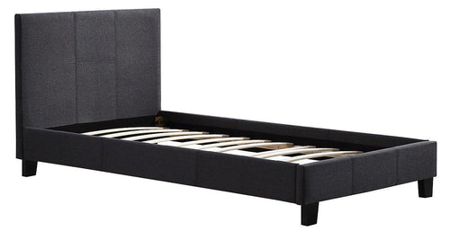 Single Bed Frame Grey Linen Fabric
