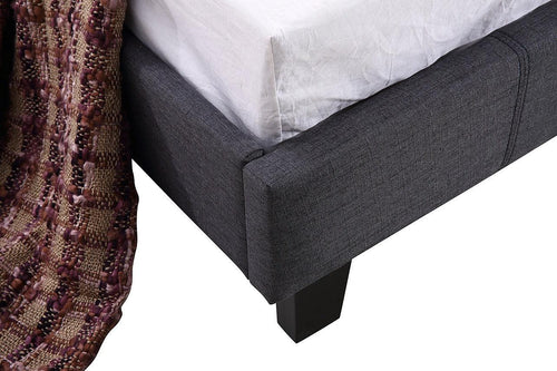 Single Bed Frame Grey Linen Fabric
