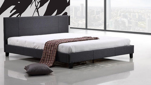 King Bed Frame Grey Linen Fabric